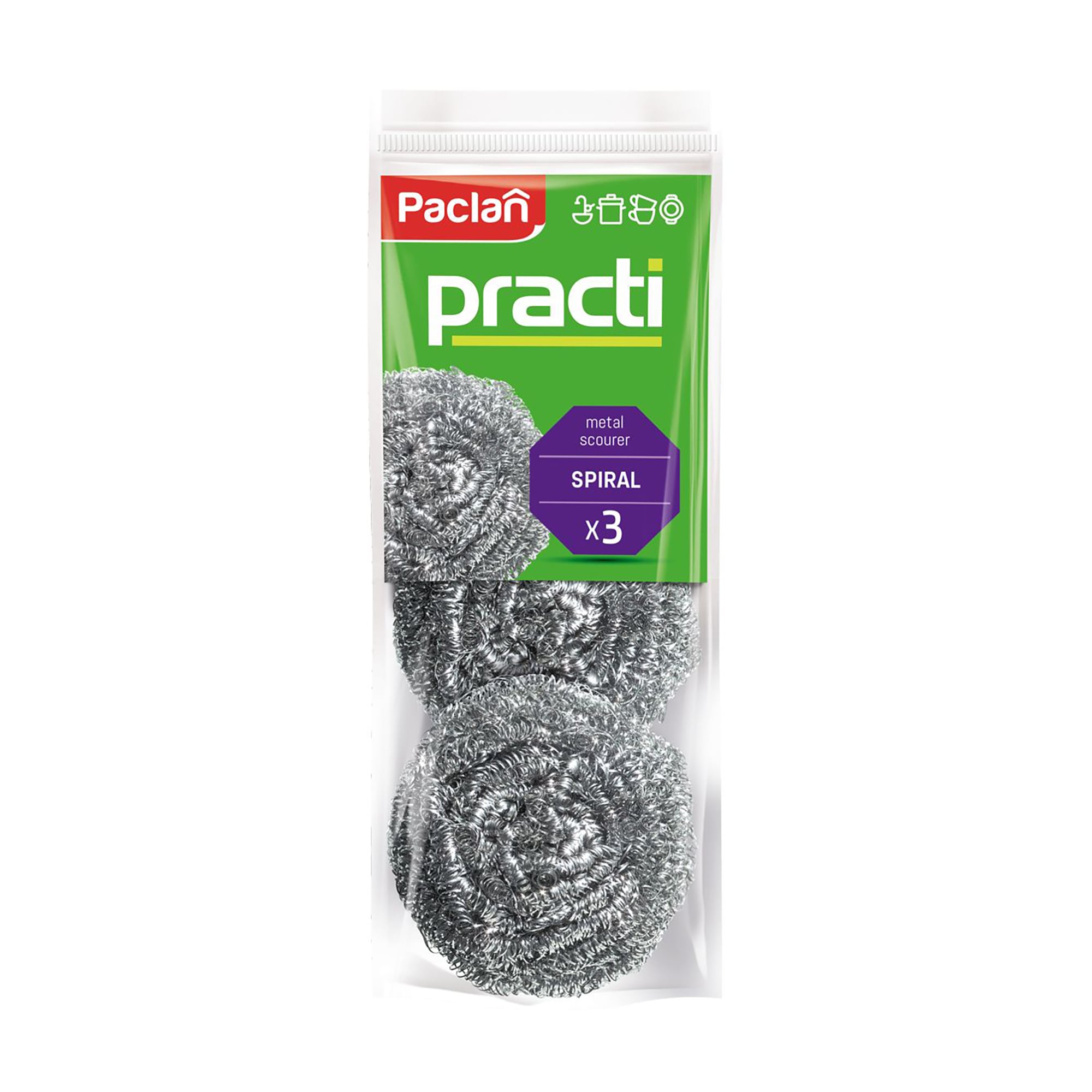 Губки кухонні металеві Paclan Practi, 3 шт